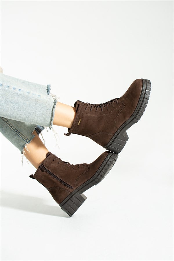 Argun Genuine Leather Coffee Women's Boots