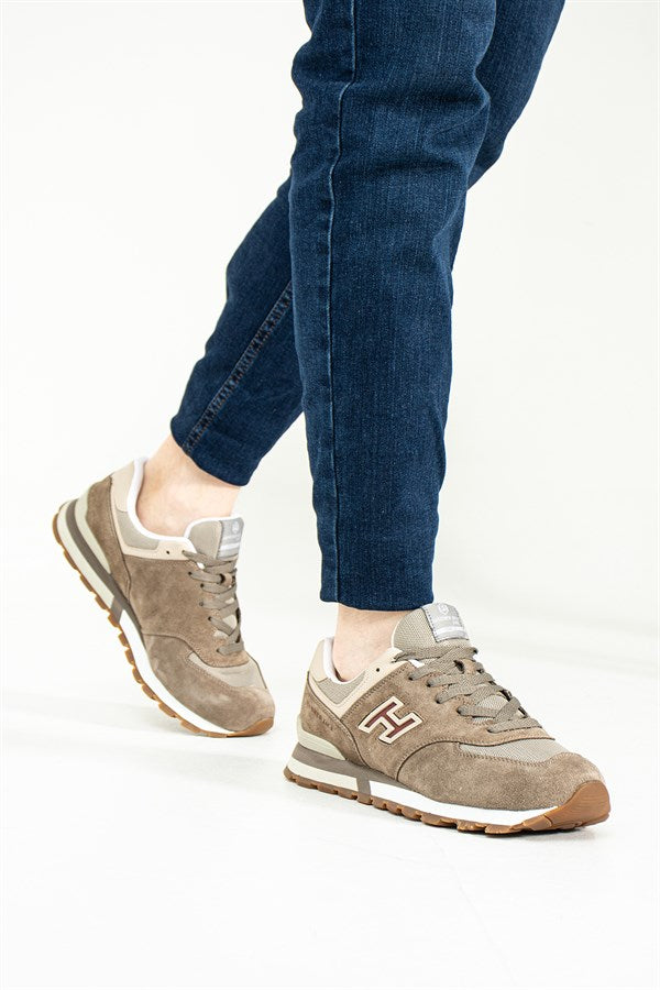 Chile Genuine Leather Taupe Grey Men's Sports Shoes