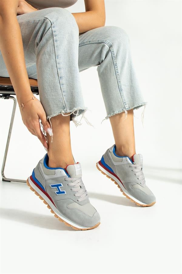 Genuine Leather Grey Women's Sports Shoes