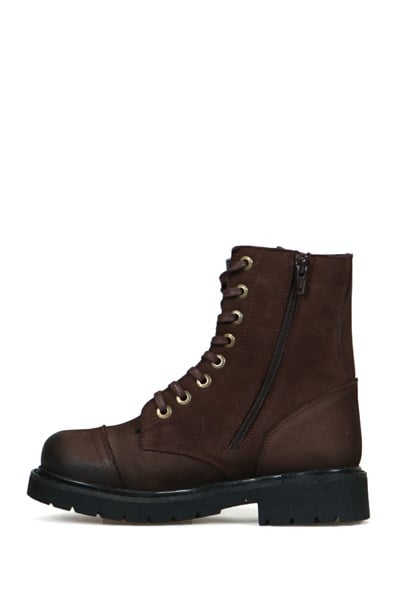 Coffee Genuine Leather Female Boots