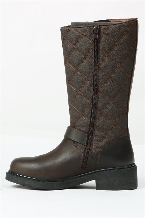 Outdoor Genuine Leather Coffee Boots for Women
