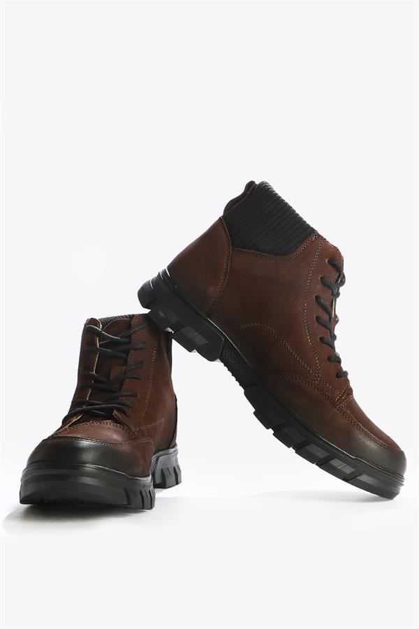 Genuine Leather Coffee Outdoor Men's Boots