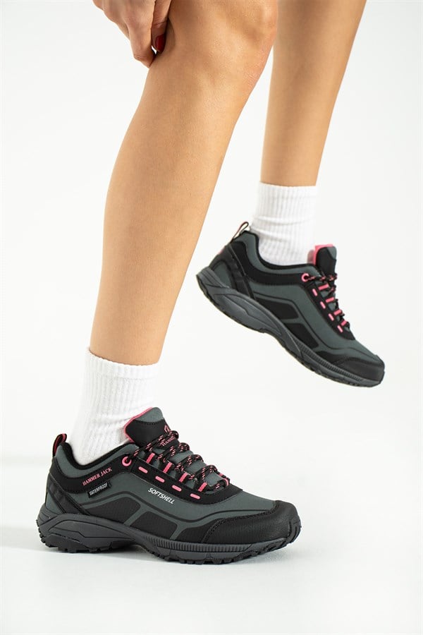 Waterproof Dark Grey And Pink Outdoor Unisex Shoes