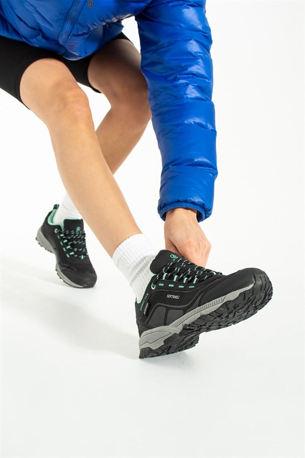 Berto Is A Waterproof Black Turquoise Outdoor Unisex Shoes