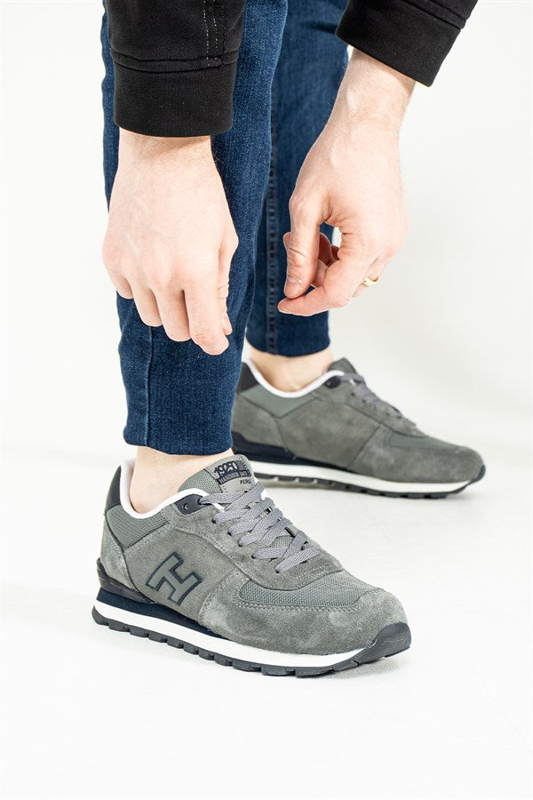 Peruvian Leather Grey Men's Sports Shoes