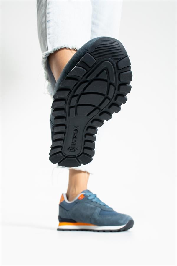 Peru Real Leather Coat Blue Grayed Women's Sports Shoes