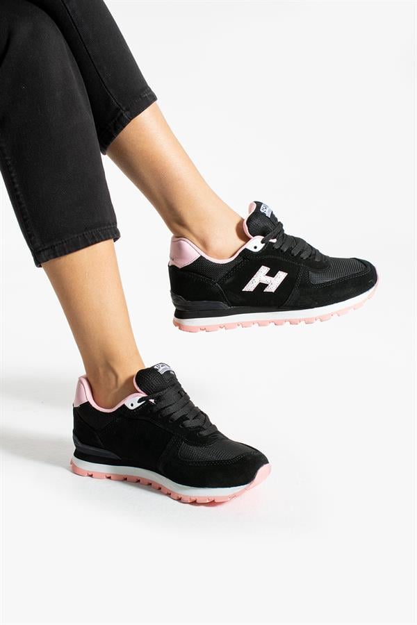 Peruvian Genuine Leather Black And Pink Women's Sports Shoes