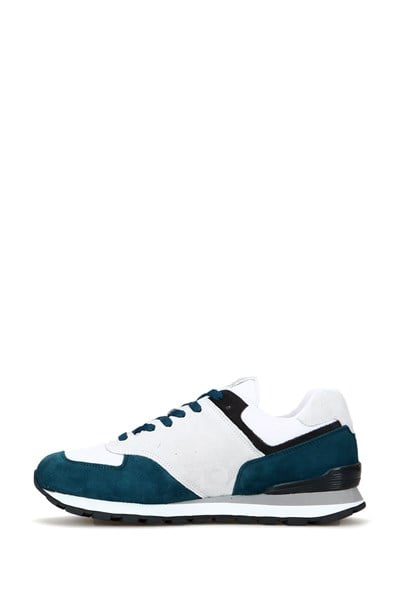 Chile Genuine Leather Petrol White Men's Sports Shoes