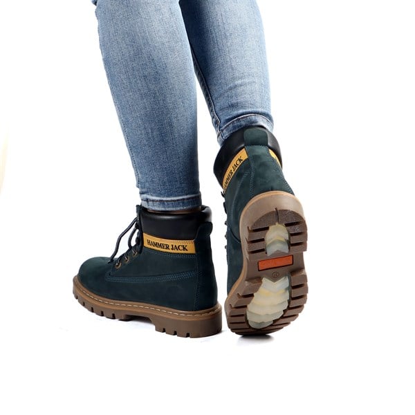 Real Leather Petrol Blue Women's Boots