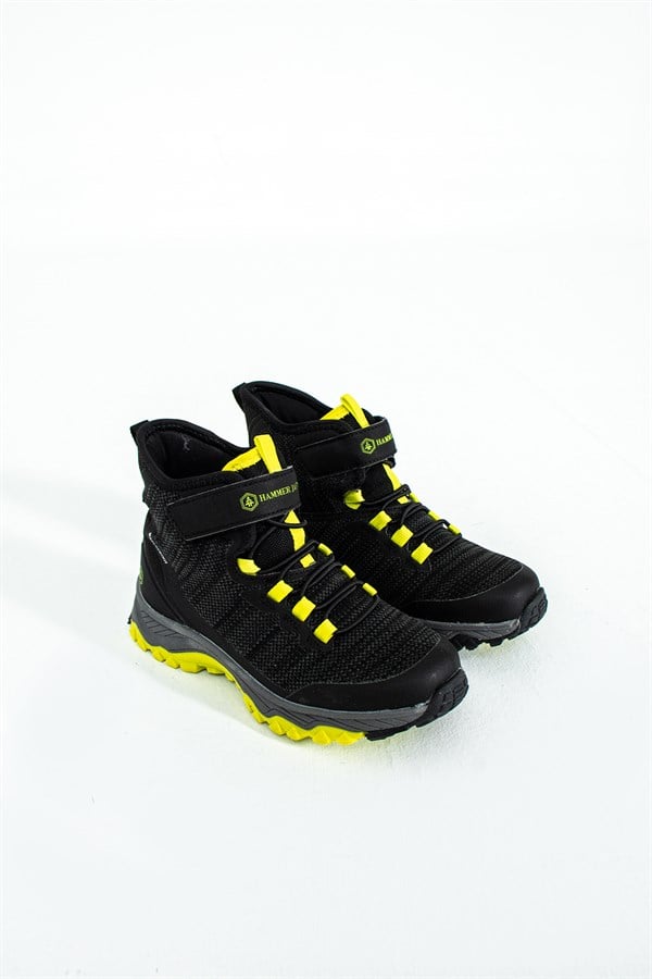 Waterproof Black Yellow Outdoor Boys Boots