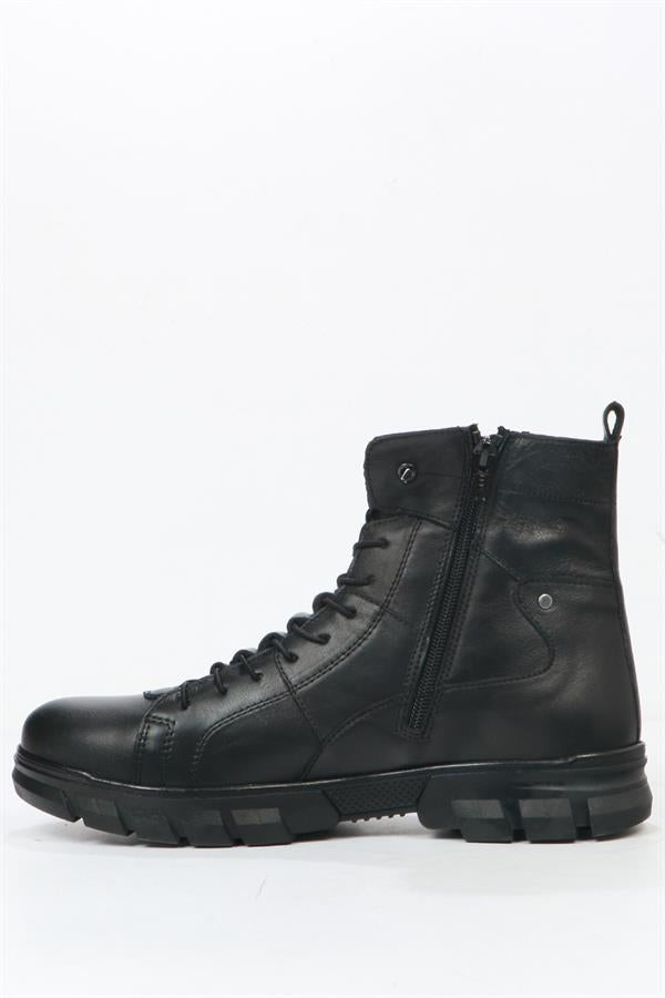 True Leather Black Outdoor Men's Boots