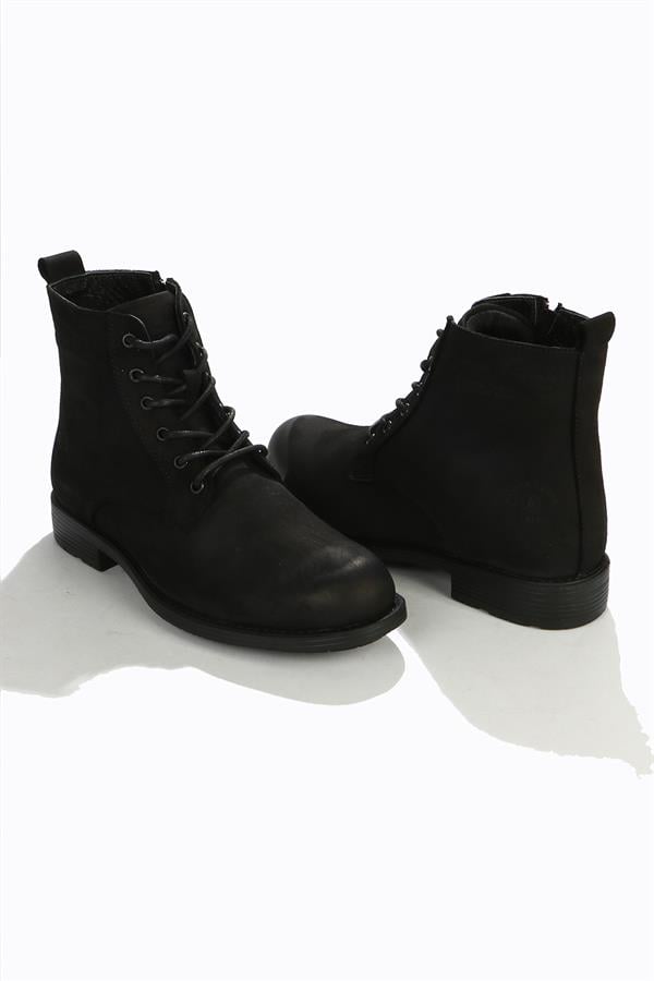 Black Leather Outdoor Men's Boots