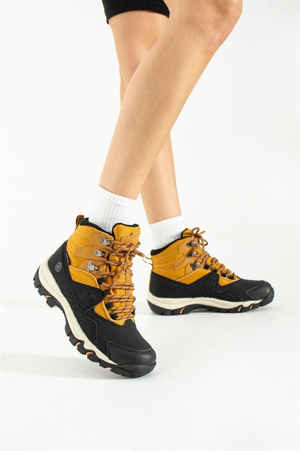 Waterproof Black Yellow Outdoor Women's Boots