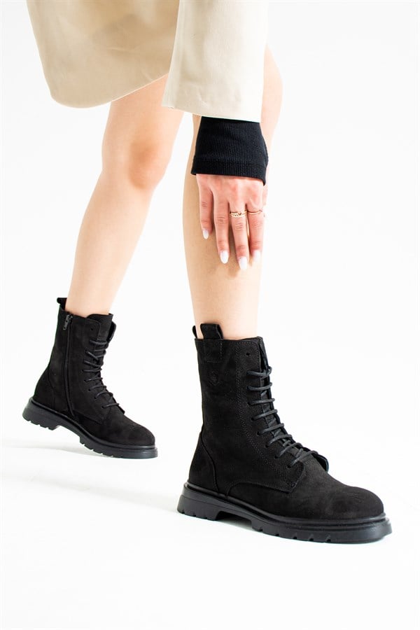 Real Leather Black Women's Boots