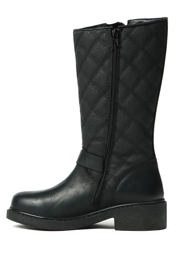 Black Outdoor Women's Boots Genuine Leather