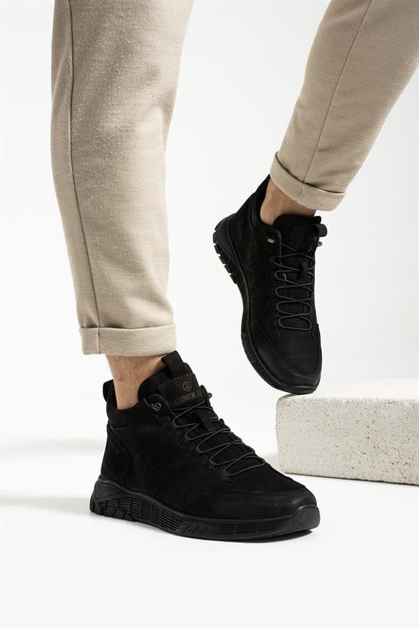 Real Leather Black Stick Outdoor Men's Boots