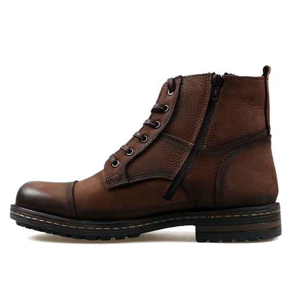 Genuine Leather Men's Dark Tan Boots