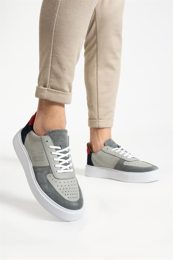 Genuine Leather Grey Men's Shoes