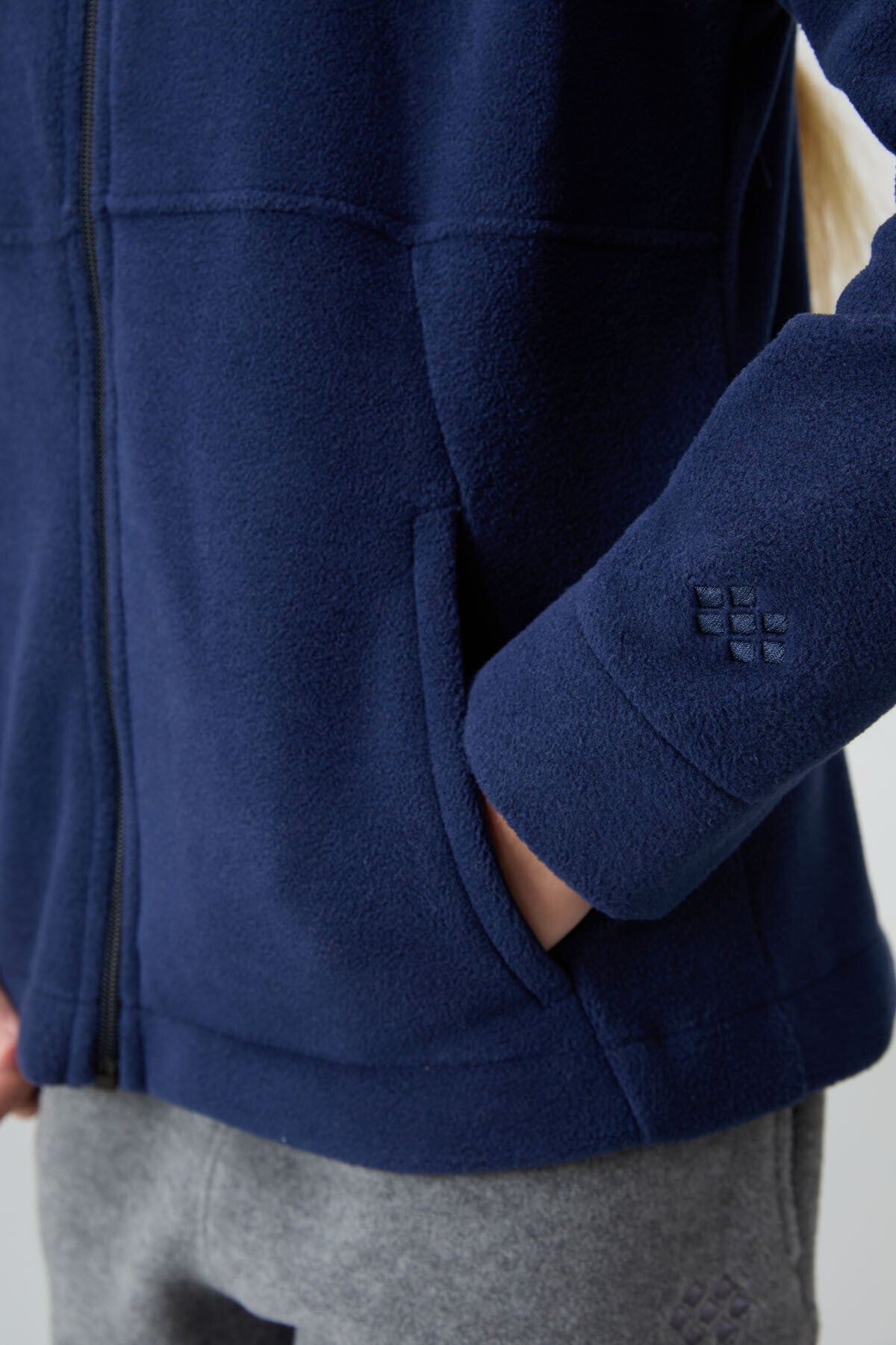 Indigo Thick Soft Textured Standard Fit Embroidered Fleece Girls' Sweatshirt - 75152