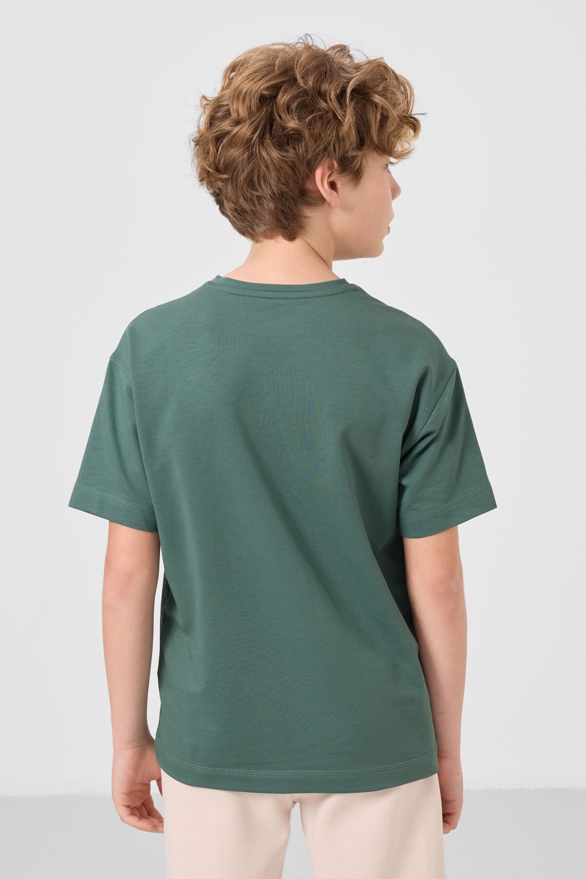 Light green cotton soft woven oversize printed boys boys T-Shirt - 11285