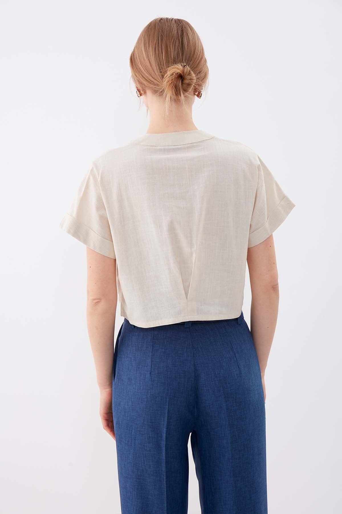 VISON CROP SHIRT WITH COVERED POCKET