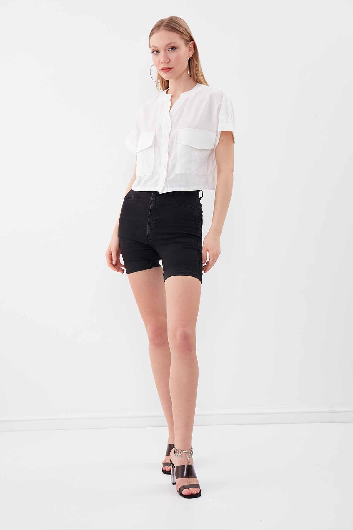 VISON CROP SHIRT WITH COVERED POCKET