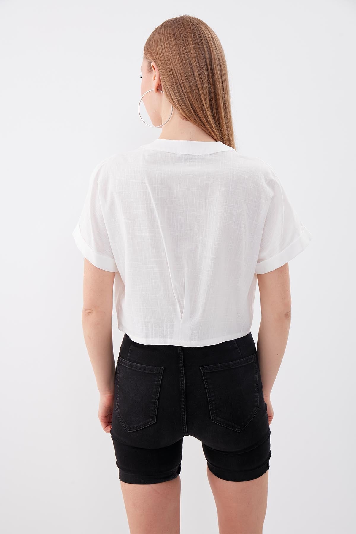 VISON CROP SHIRT WITH COVERED POCKET