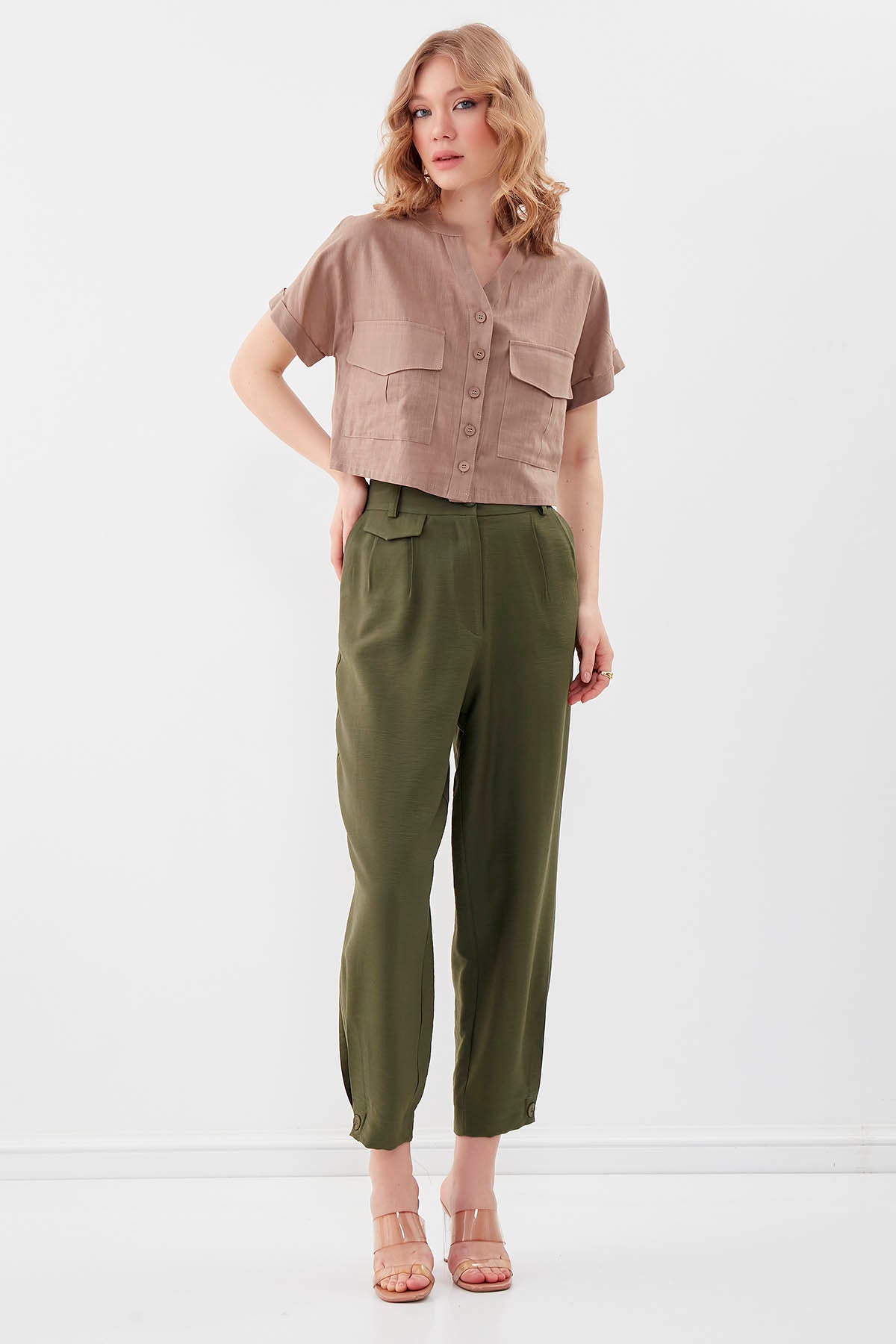 VISON CROP SHIRT WITH COVERED POCKET