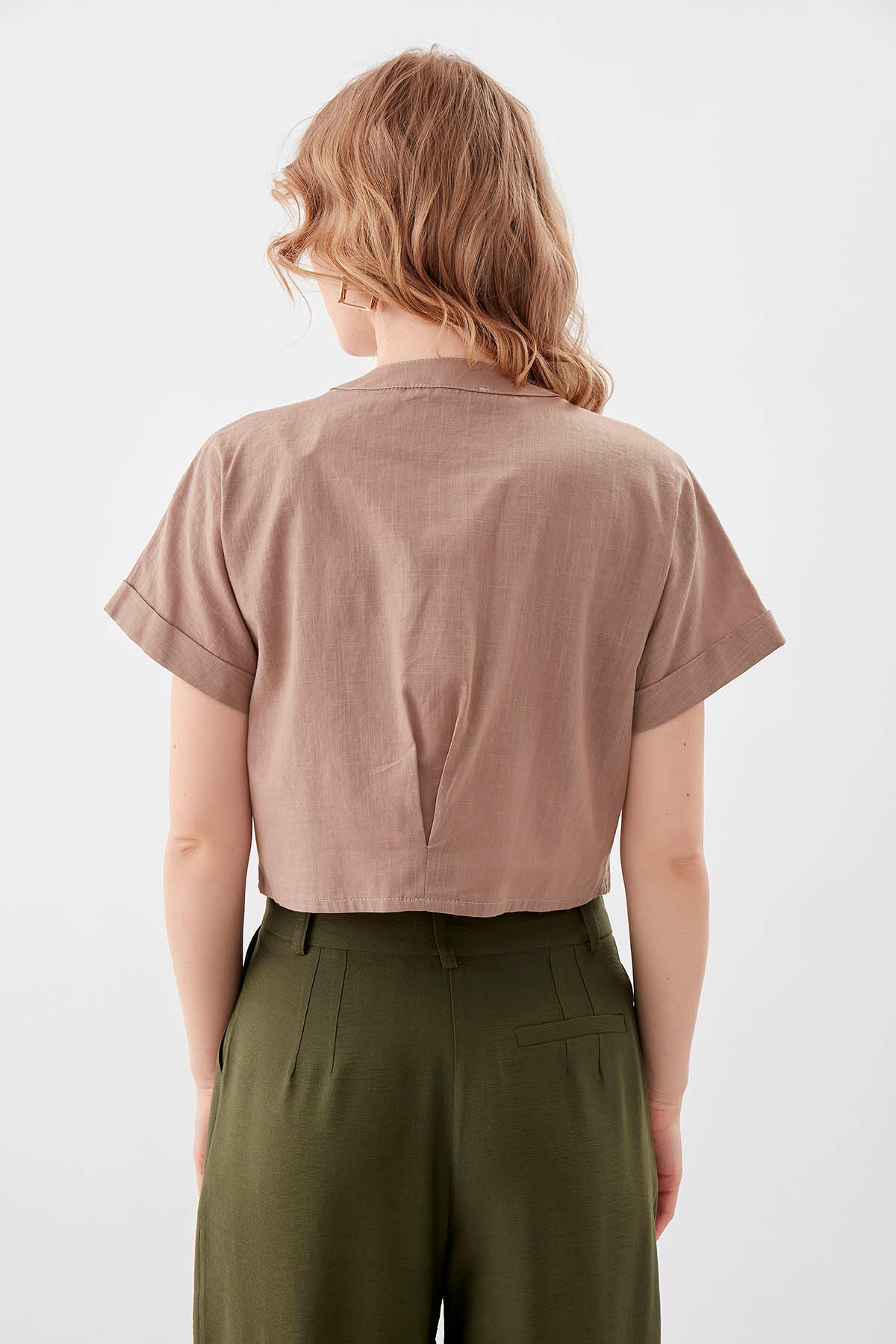 VISON CROP SHIRT WITH COVERED POCKET
