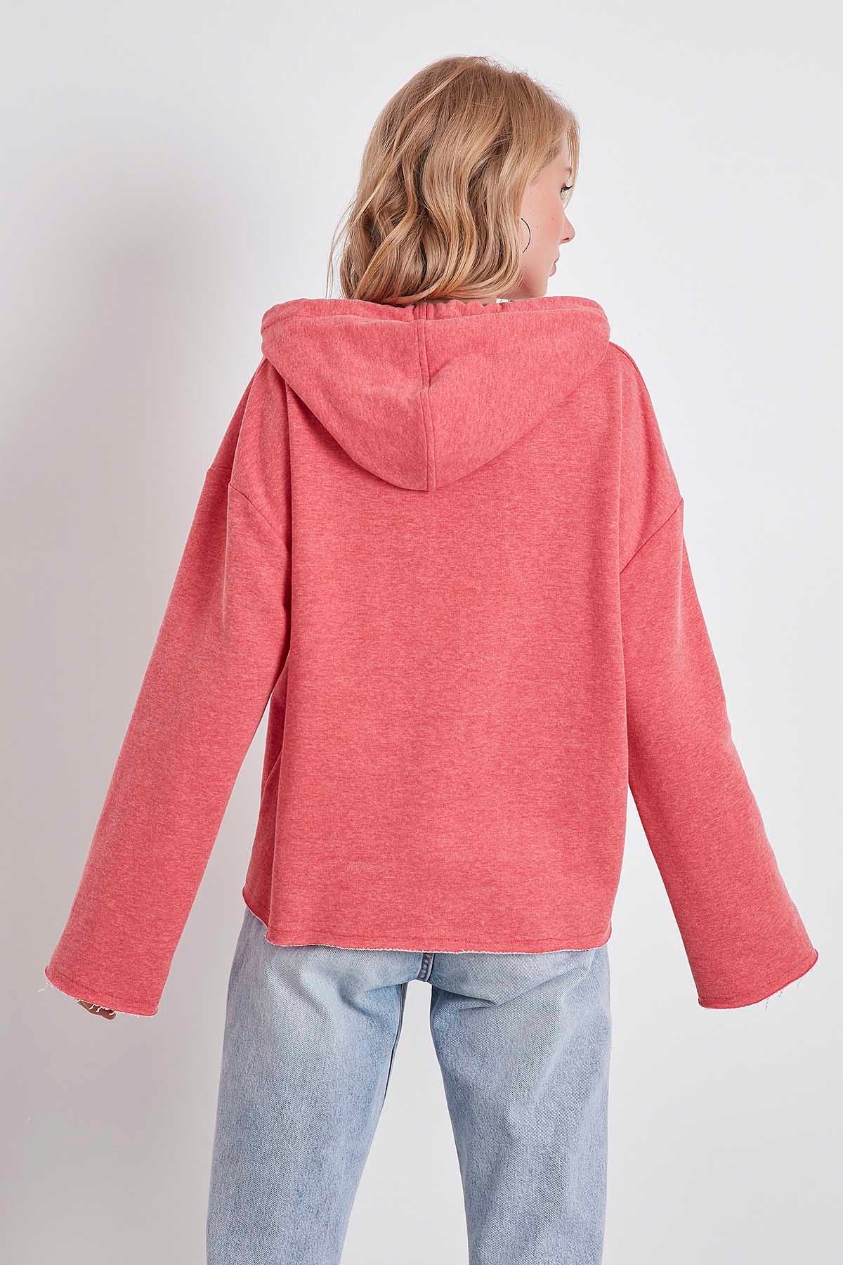 HOODED THREE-STRAND LOOSE SWEATSHIRT