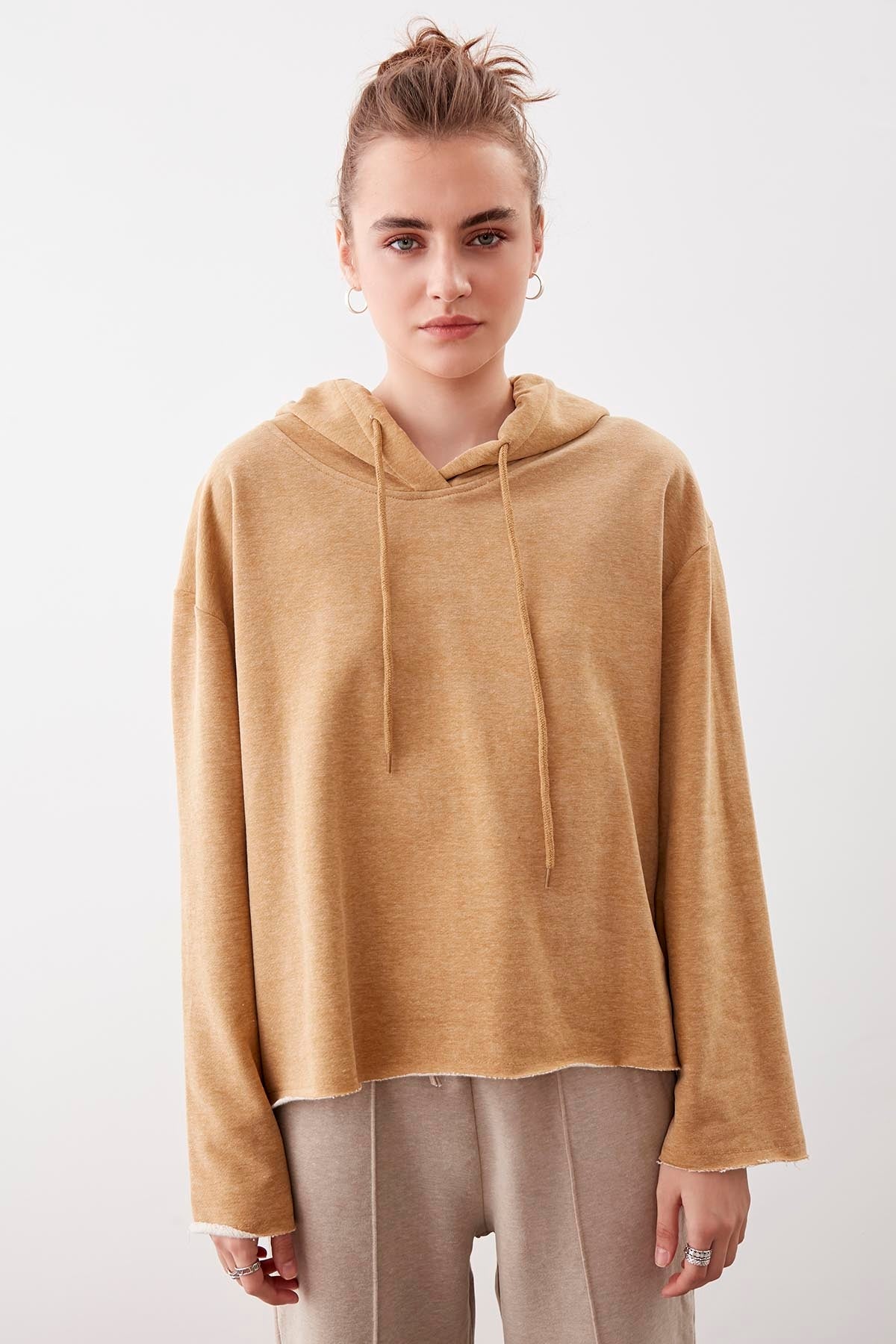 HOODED THREE-STRAND LOOSE SWEATSHIRT