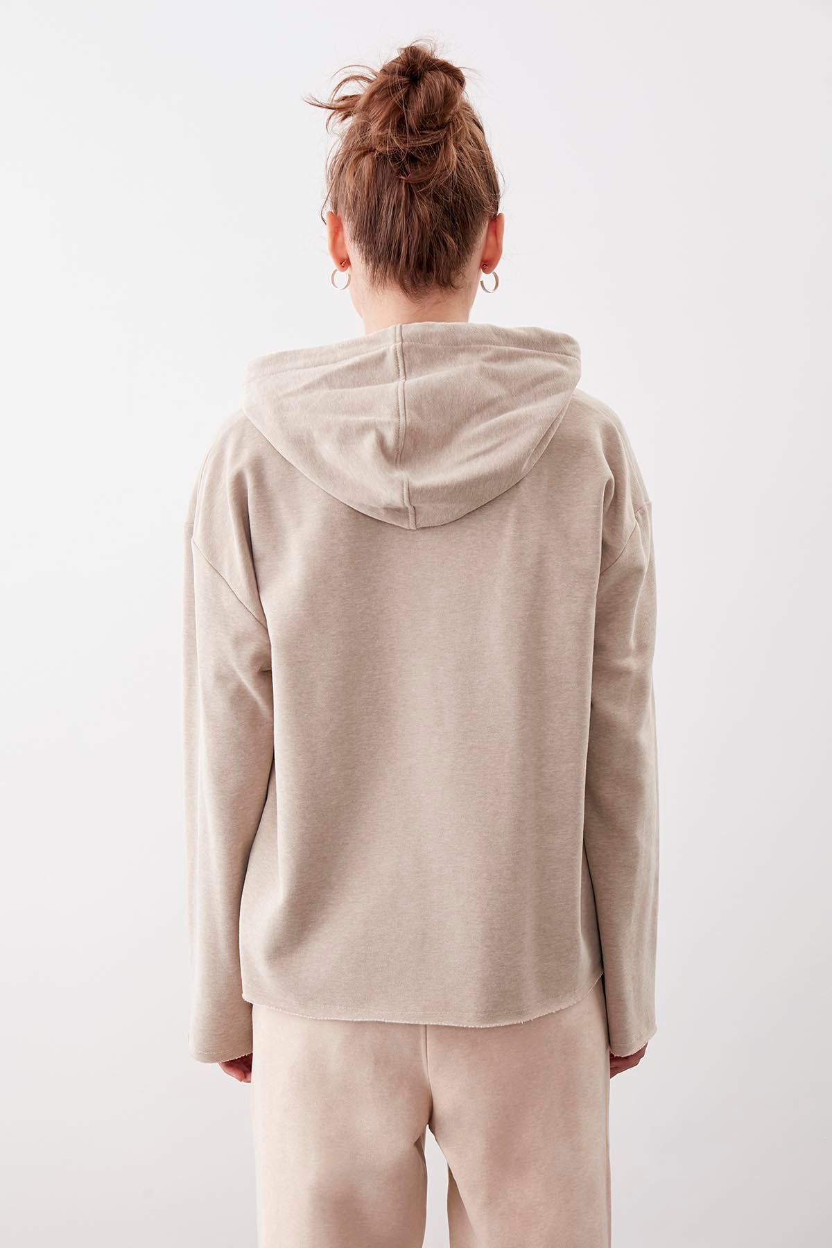 HOODED THREE-STRAND LOOSE SWEATSHIRT