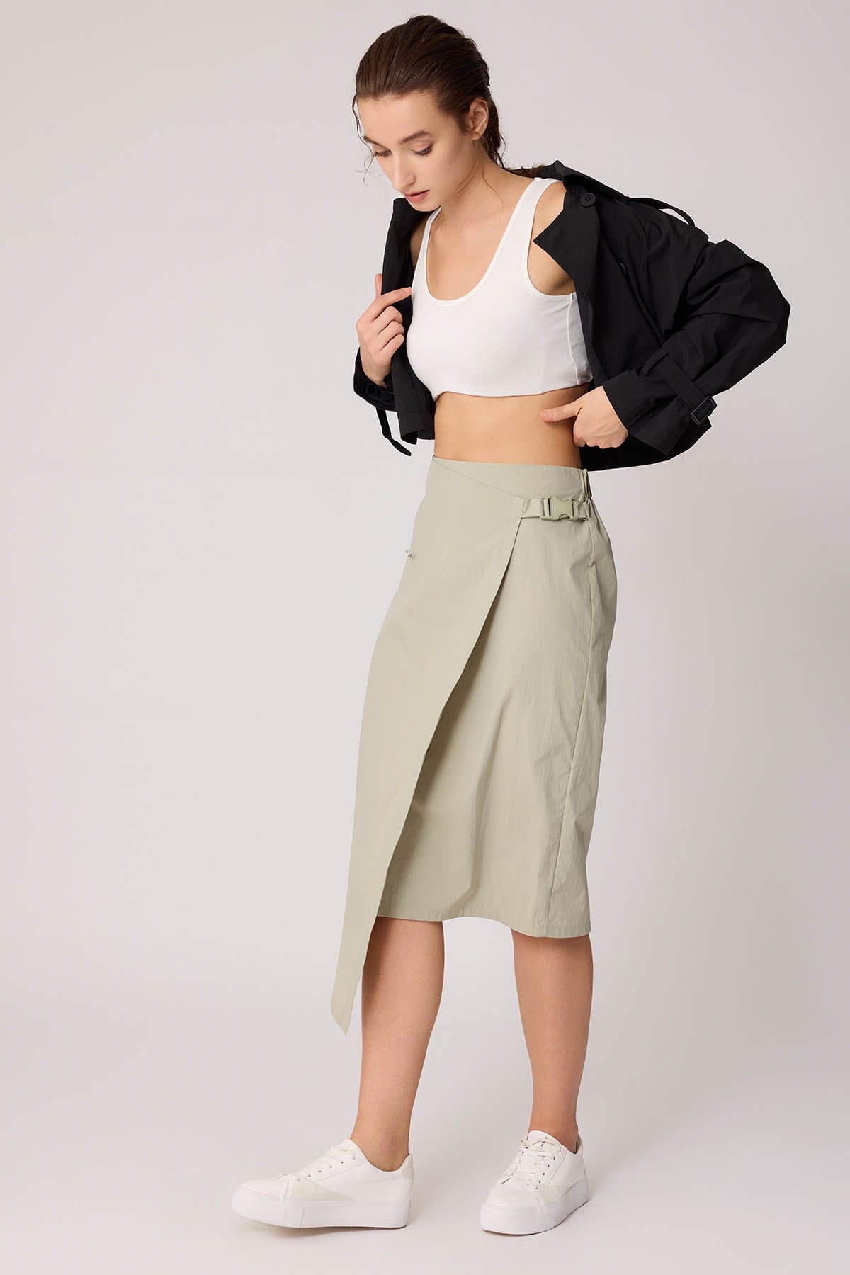 CARGO POCKET PARACHUTE FABRIC SKIRT WITH ELASTANE WAIST