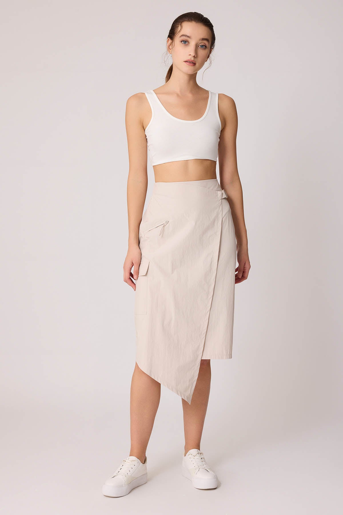 CARGO POCKET PARACHUTE FABRIC SKIRT WITH ELASTANE WAIST