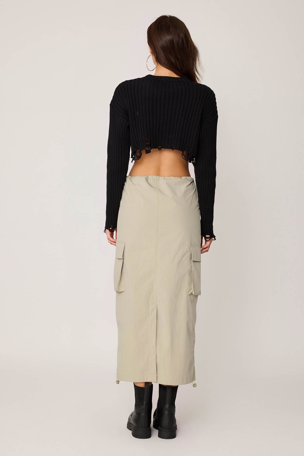 CARGO POCKET PARACHUTE FABRIC SKIRT WITH ELASTANE WAIST