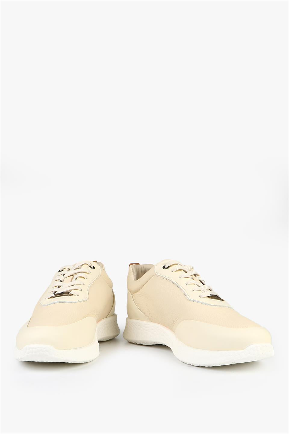 Genuine Leather Beige Men's Shoes