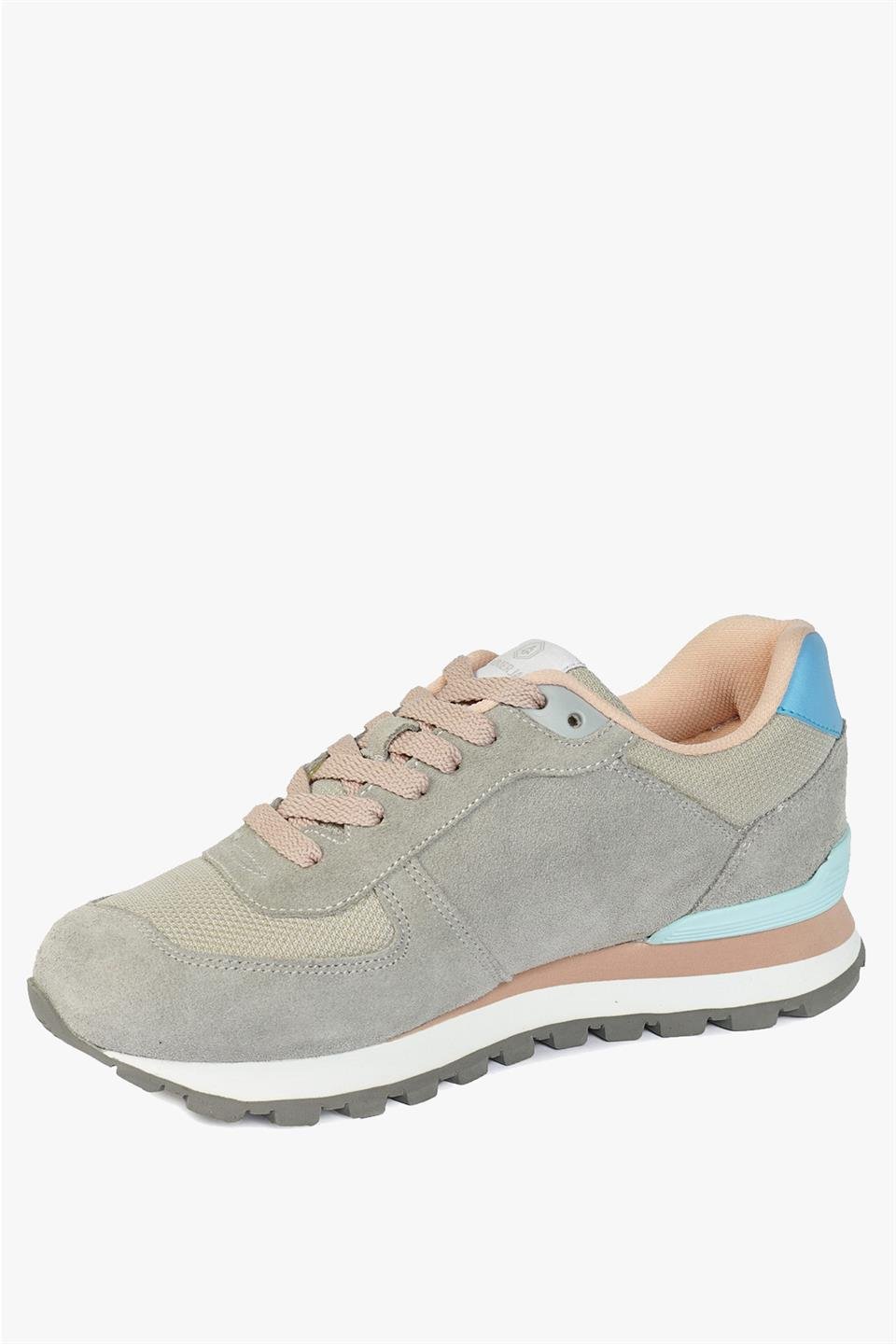 Peruvian Genuine Leather Grey Baby Blue Women's Sports Shoes