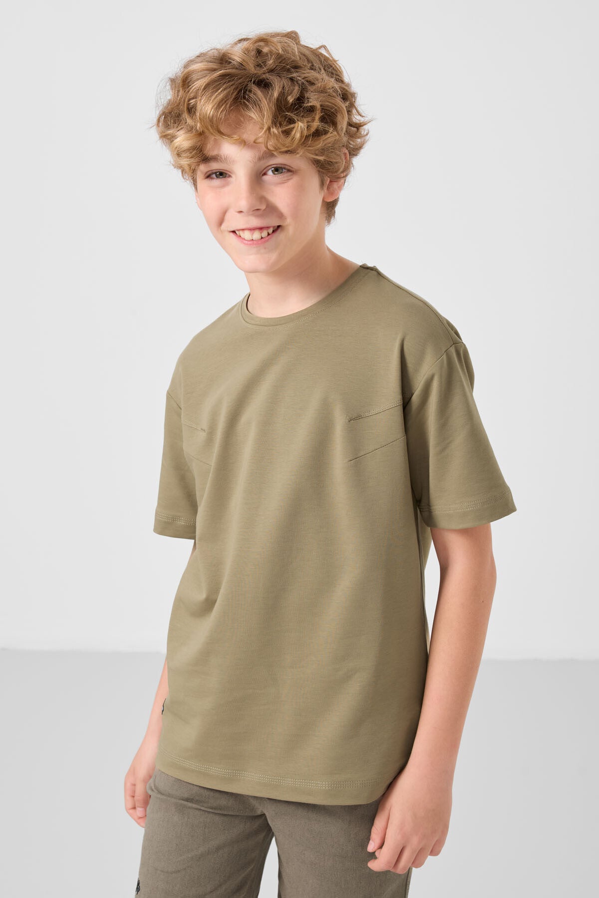 Dark beige-camel cotton oversized fit woven lightweight elastic Chino shorts set - 11277