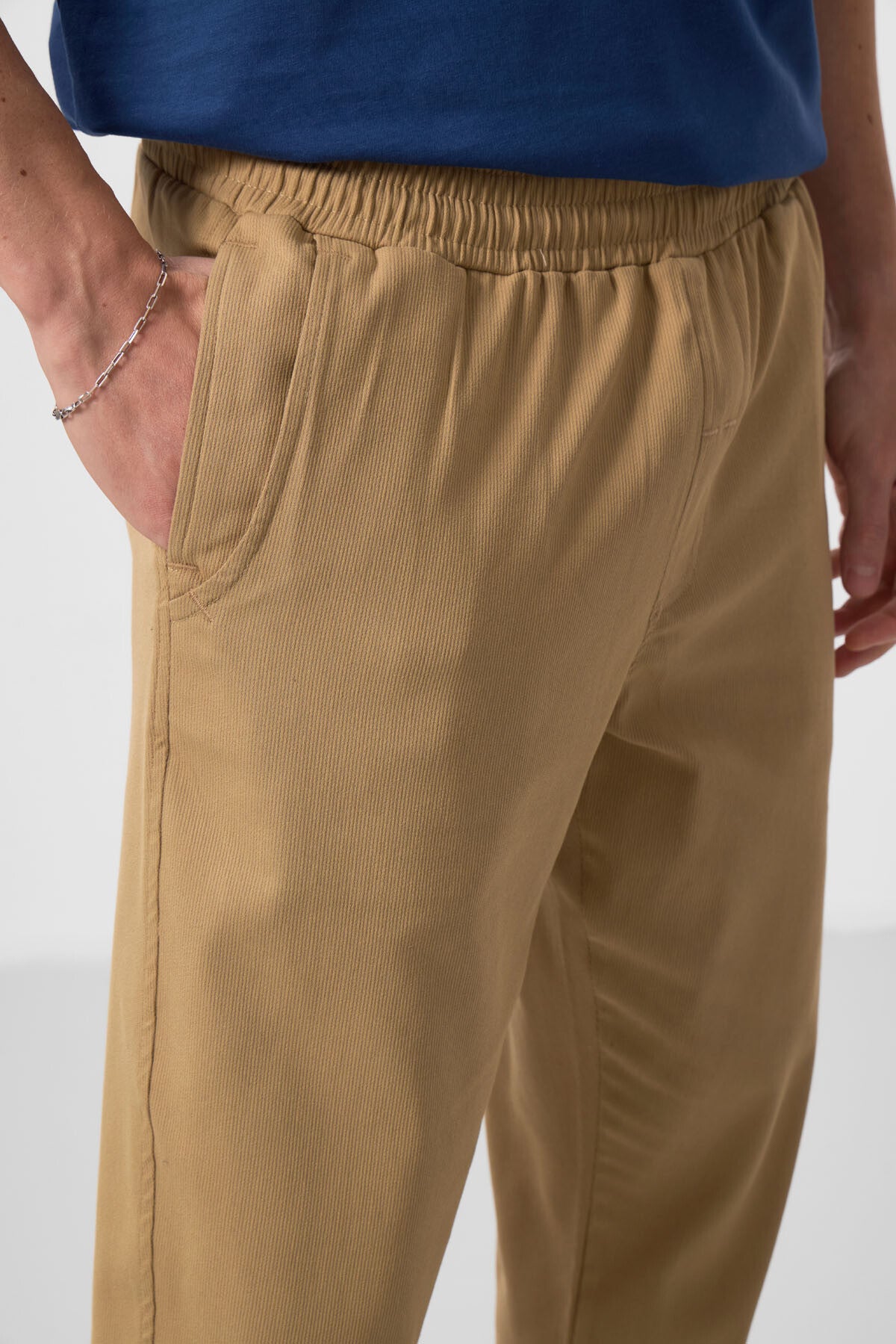 Dark Beige Standard Fit Woven Lightly Stretch Chino Men's Trousers - 82175