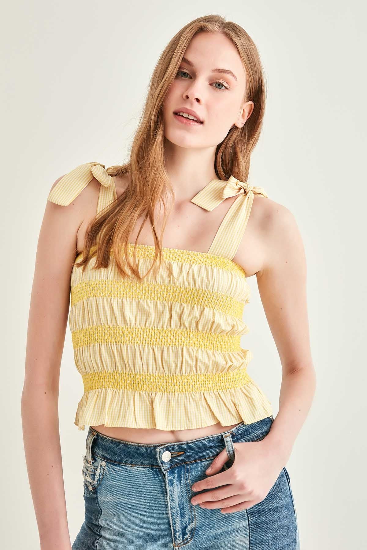 EMBROIDERED CORSET STRIPED BLOUSE
