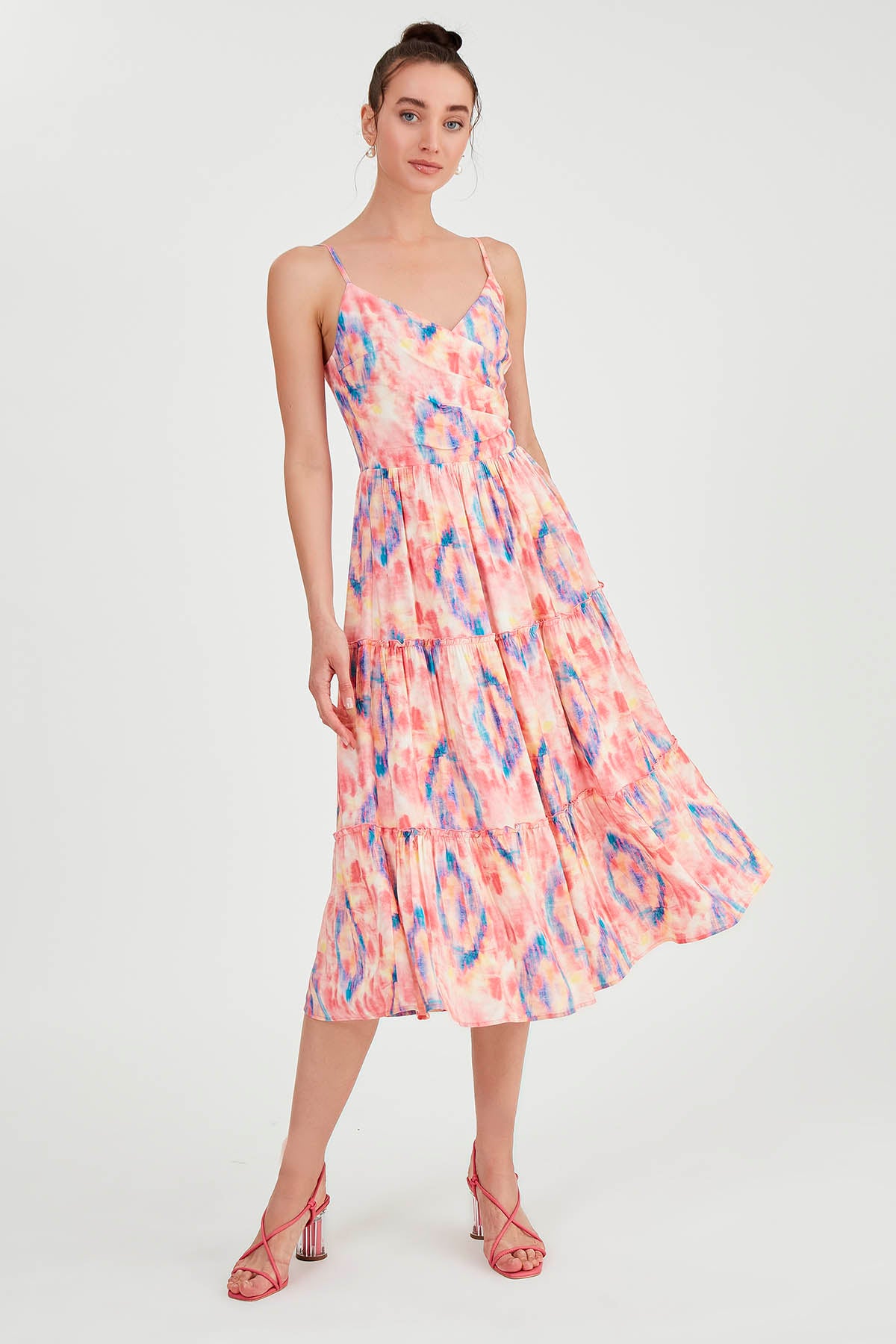 OPEN COLLAR STRING STRAP DRESS