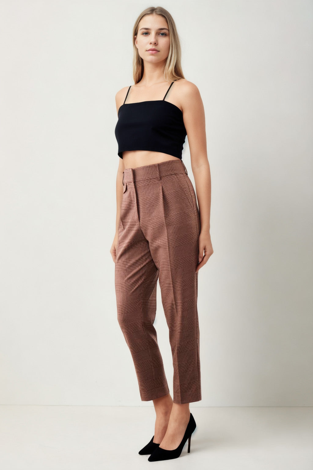 SMALL POCKET DETAILED PLAID TROUSERS