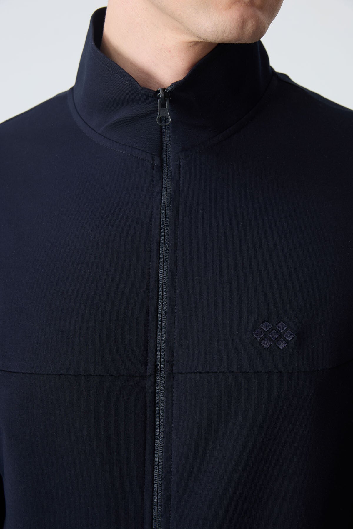 Navy Blue Cotton Thick Soft Textured Comfort Fit Basic Men's Tracksuit Set - 85260