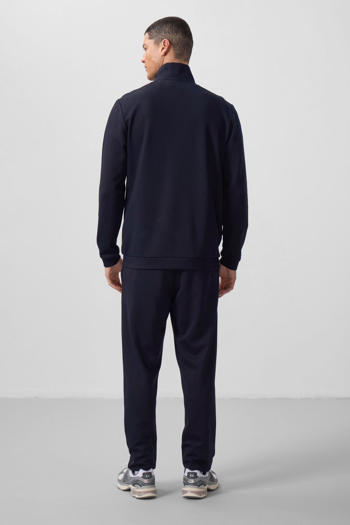 Navy Blue Textured Surface Comfortable Fit Men's Tracksuit Set - 85273
