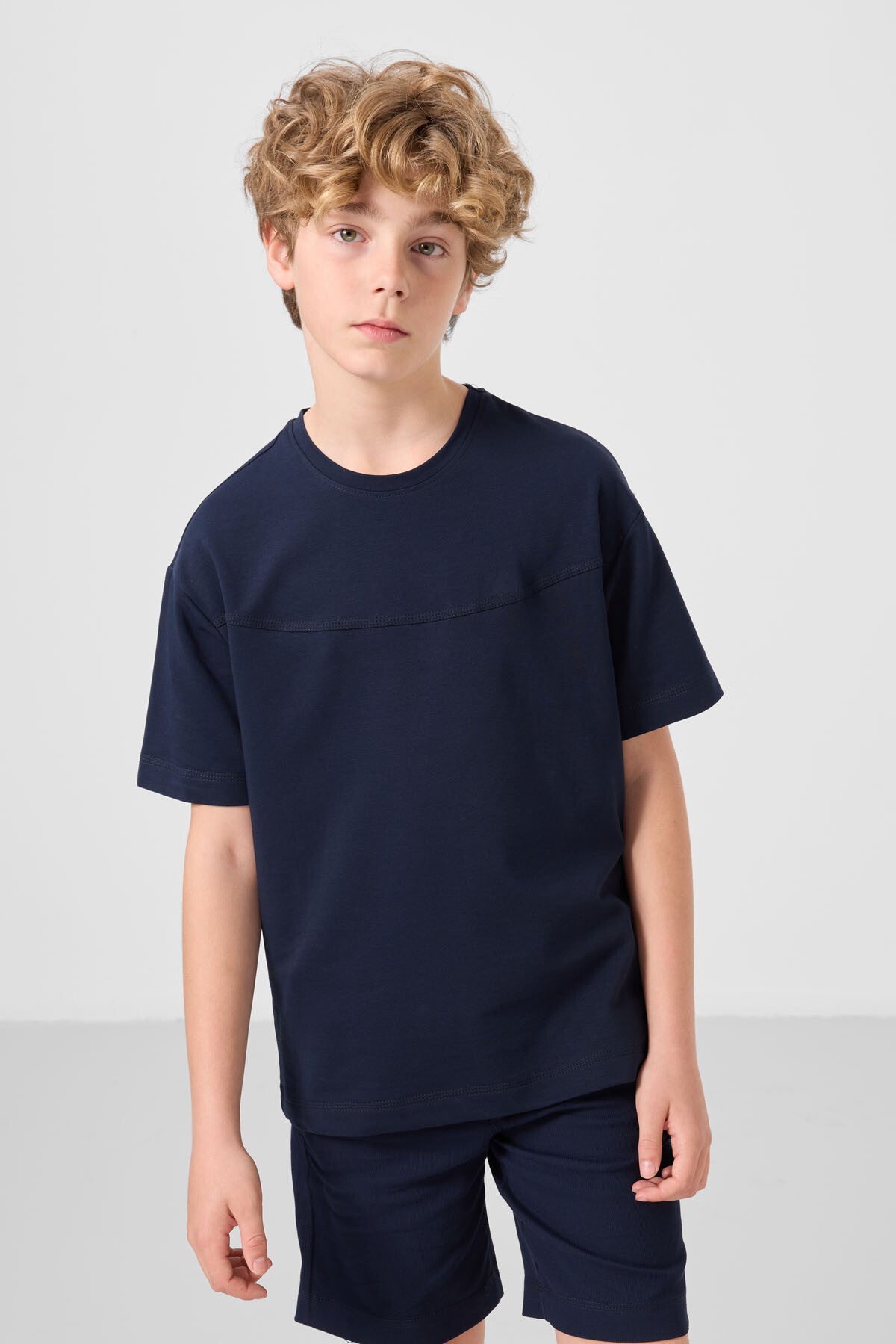 Cotton Oversize Fit Weaving Lightweight Flexible Chino Boy Shorts Set - 11279
