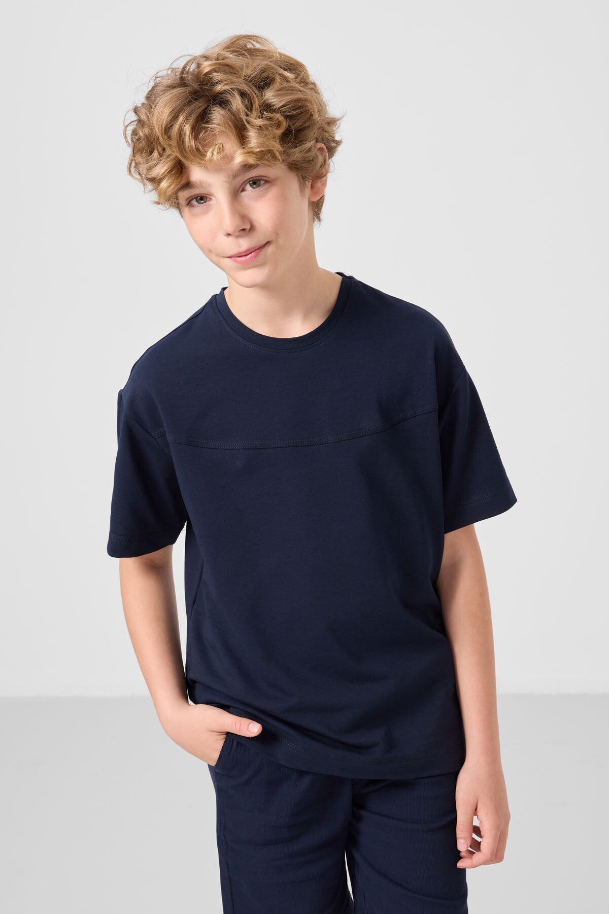 Cotton Oversize Fit Weaving Lightweight Flexible Chino Boy Shorts Set - 11279