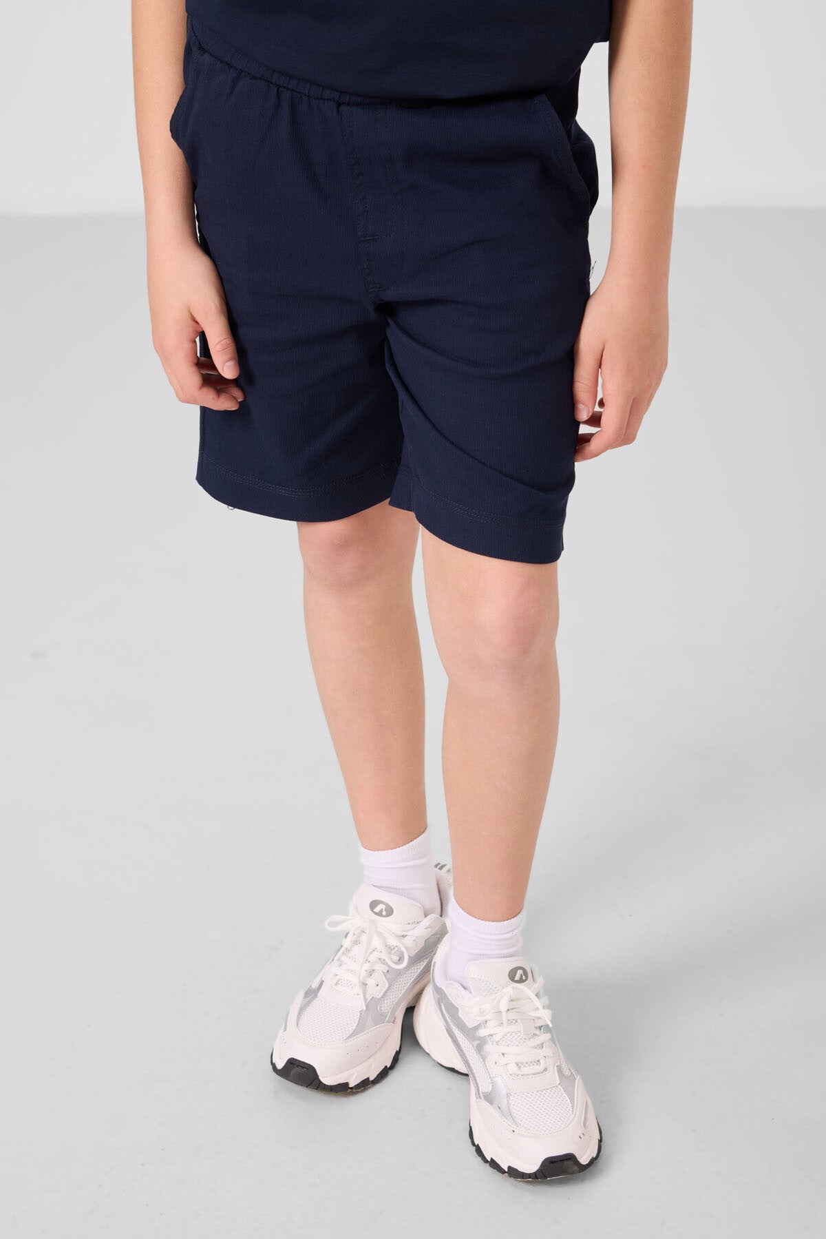 Cotton Oversize Fit Weaving Lightweight Flexible Chino Boy Shorts Set - 11279