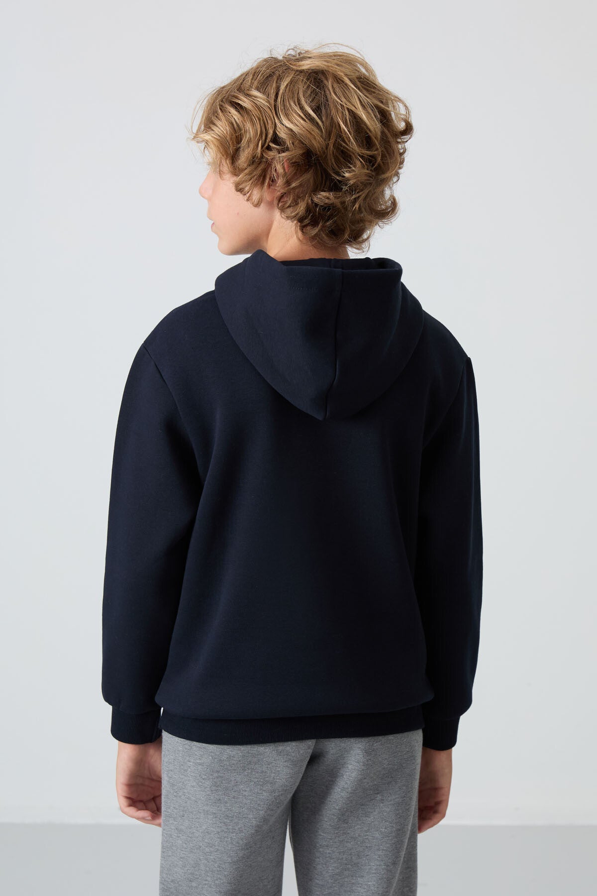Navy Blue Cotton Thick Fleece-Lined Soft Textured Standard Fit Printed Boys' Sweatshirt - 11215