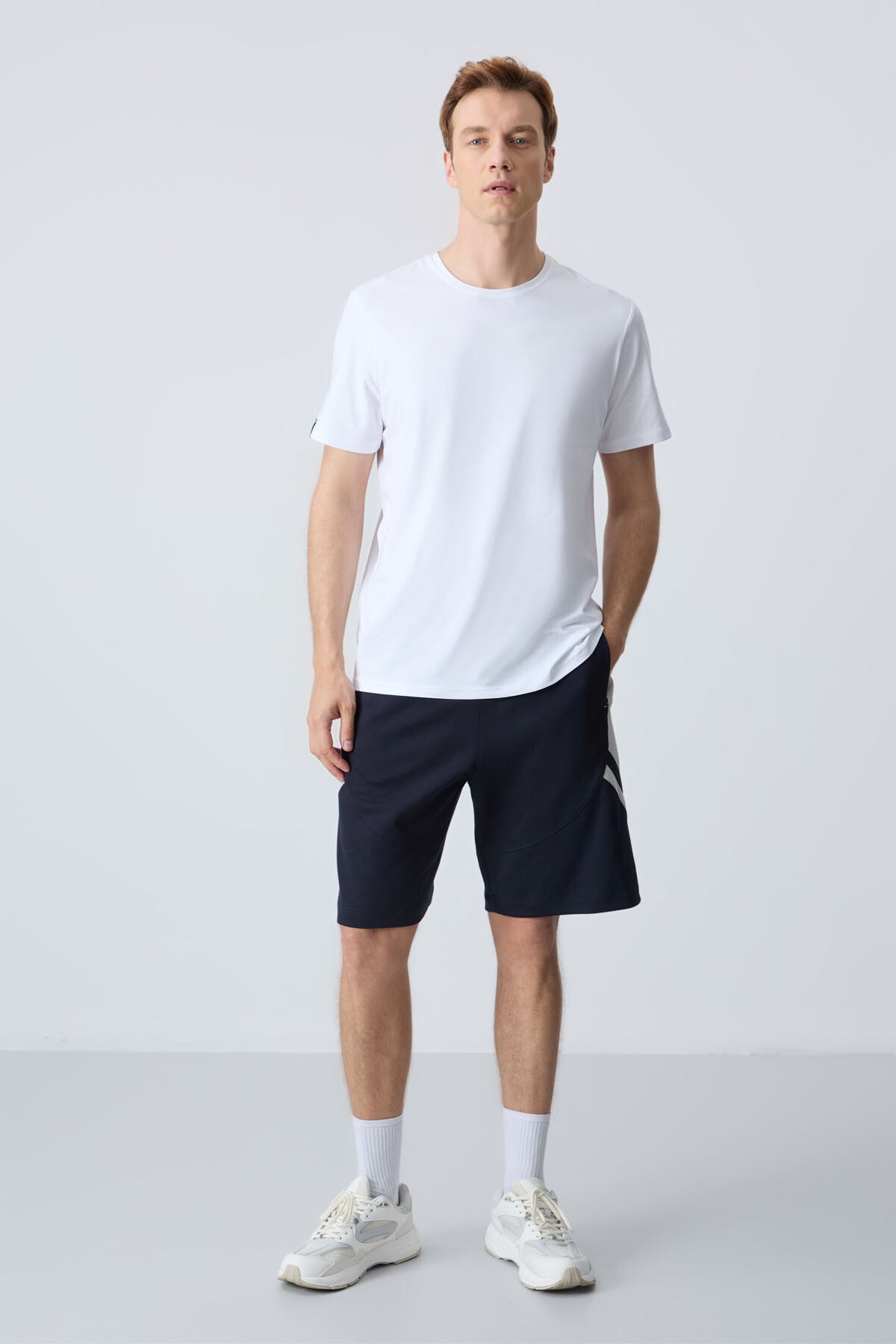 Navy Blue Cotton Thick Soft Textured Standard Fit Basic Men's Shorts - 81281