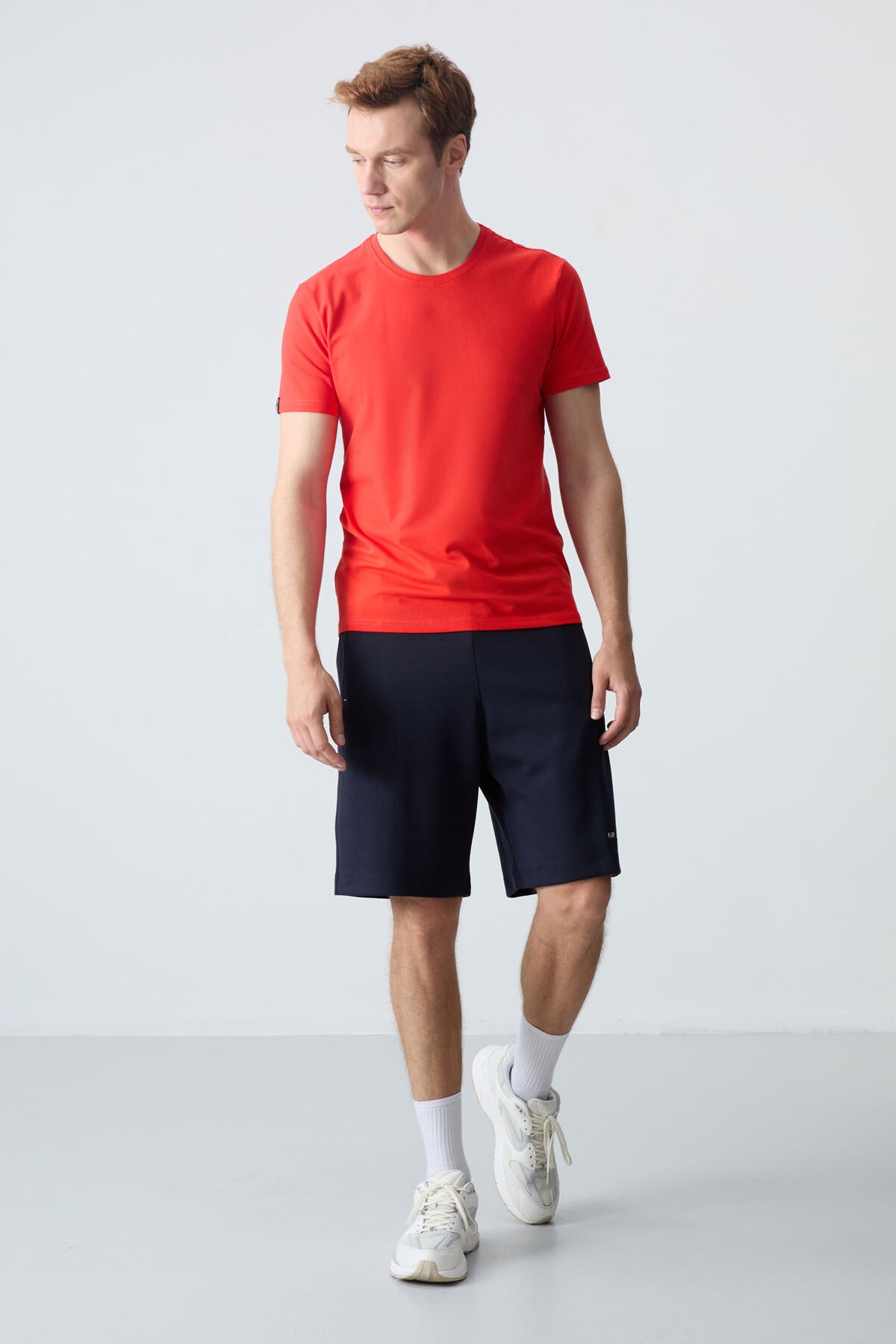 Navy Blue Cotton Thick Soft Textured Standard Fit Basic Men's Shorts - 81276